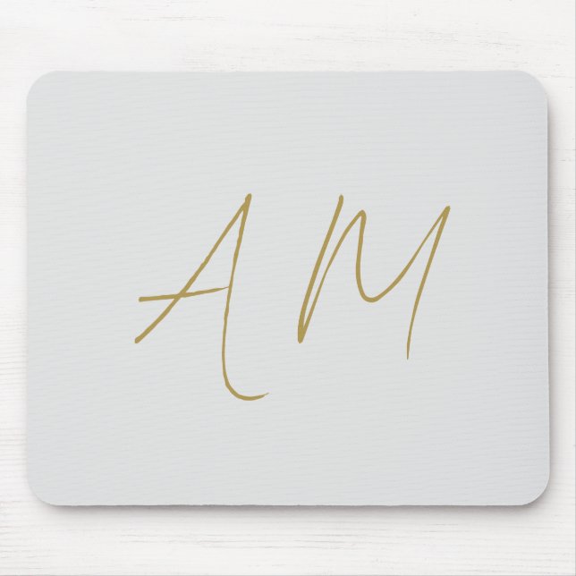 Gold Colour Monogram Initials Calligraphy Pro Mouse Mat (Front)