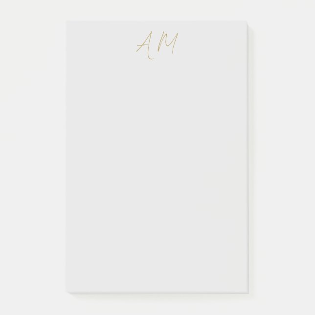 Gold Colour Monogram Initials Calligraphy Pro Post-it Notes (Front)