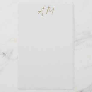 Gold Colour Monogram Initials Calligraphy Pro Stationery