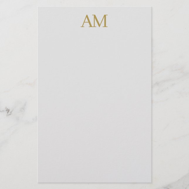 Gold Colour Monogram Initials Calligraphy Pro Stationery (Front)
