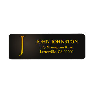 Gold Colour Monogram J Return Address Labels