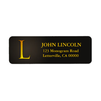 Gold Colour Monogram L Return Address Labels