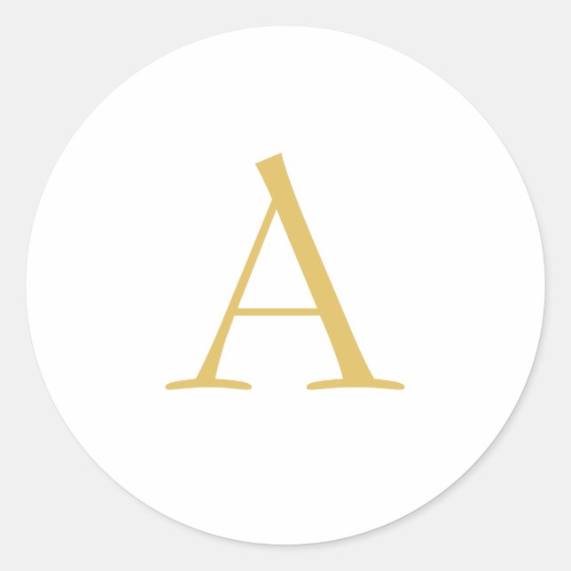 Gold Colour Monogram Professional Custom Classic Round Sticker (Front)