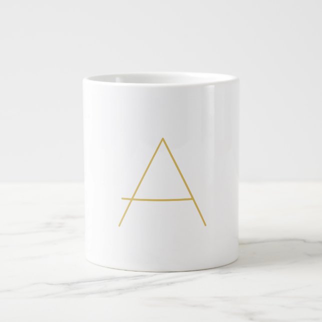 Gold Colour Monogram Professional Custom Large Coffee Mug (Front)