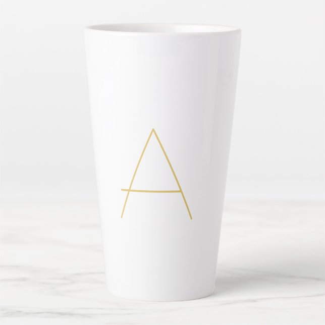 Gold Colour Monogram Professional Custom Latte Mug (Front)