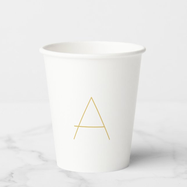 Gold Colour Monogram Professional Custom Paper Cups (Front)