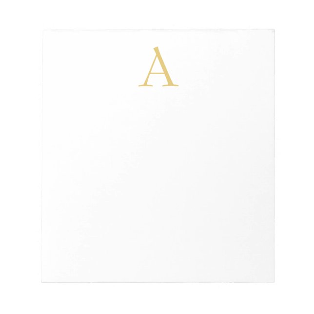 Gold Colour Monogram Professional White Notepad (Front)