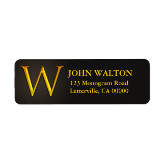 Gold Colour Monogram W Return Address Labels