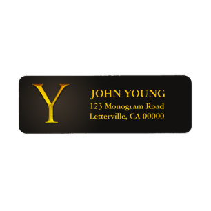 Gold Colour Monogram Y Return Address Labels