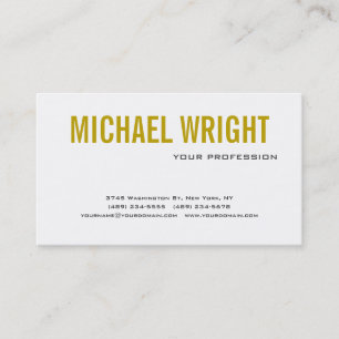 Gold Colour Name Black White Modern Plain Simple Business Card
