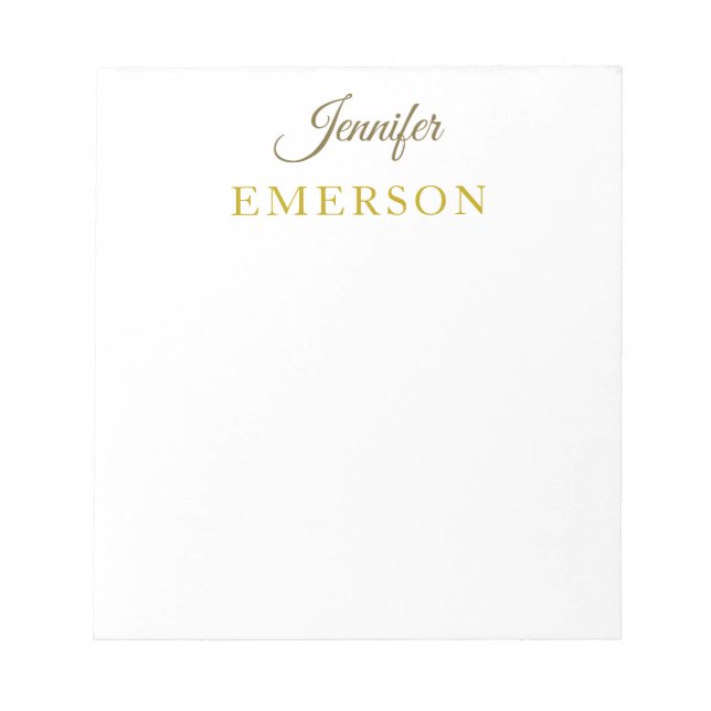 Gold colour name professional minimalist modern   notepad (Front)