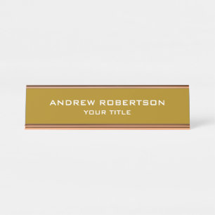 Gold Colour Plain Elegant Minimalist Simple Desk Name Plate