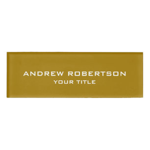 Gold Colour Plain Elegant Minimalist Simple Name Tag