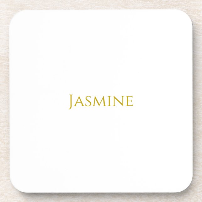 Gold Colour Plain Minimalist Professional Name  Coaster (Front)