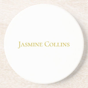 Gold Colour Plain Minimalist Professional Name Coaster