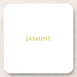 Gold Colour Plain Minimalist Professional Name  Coaster