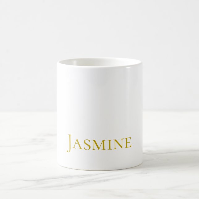 Gold Colour Plain Minimalist Professional Name  Coffee Mug (Center)