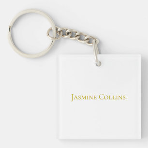 Gold Colour Plain Minimalist Professional Name Key Ring