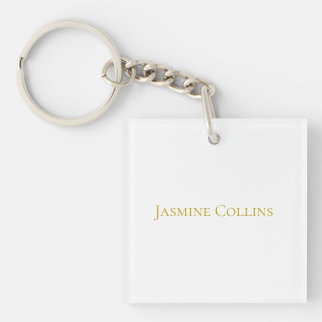 Gold Colour Plain Minimalist Professional Name  Key Ring (Front)