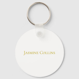 Gold Colour Plain Minimalist Professional Name Key Ring