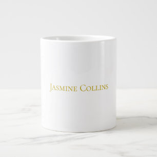 Gold Colour Plain Minimalist Professional Name Large Coffee Mug