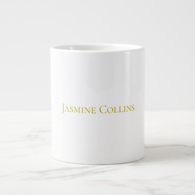 Gold Colour Plain Minimalist Professional Name  Large Coffee Mug (Front)