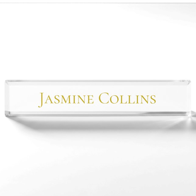 Gold Colour Plain Minimalist Professional Name  Nameplate (Front)