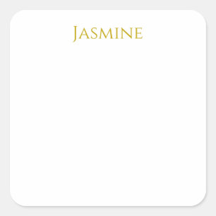 Gold Colour Plain Minimalist Professional Name  Square Sticker