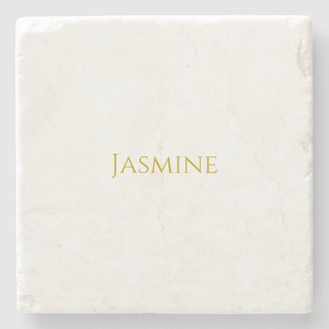 Gold Colour Plain Minimalist Professional Name  Stone Coaster (Front)
