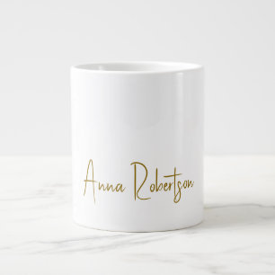 Gold Colour Professional Calligraphy Minimalist Large Coffee Mug