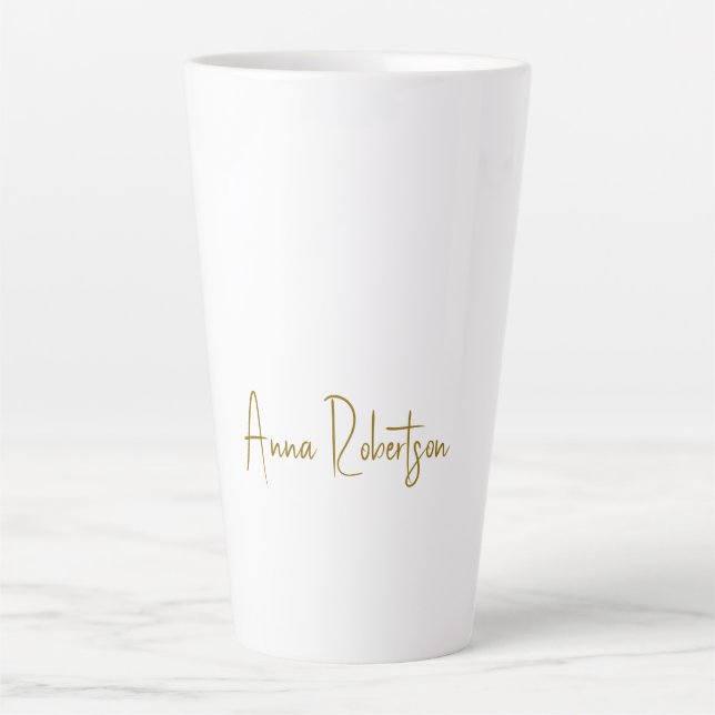 Gold Colour Professional Calligraphy Minimalist Latte Mug (Front)