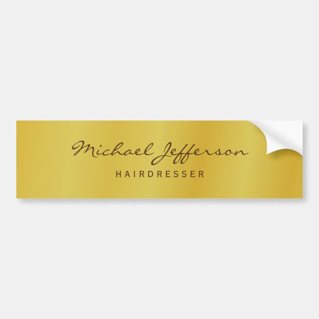 Gold Colour Professional Handwriting Script Bumper Sticker (Front)
