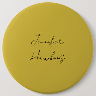 Gold colour professional plain handwriting 6 cm round badge