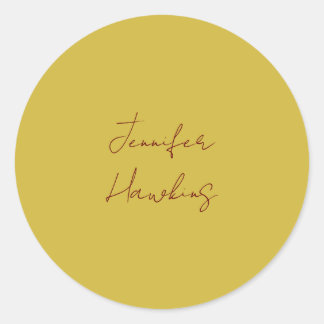 Gold colour professional plain handwriting classic round sticker