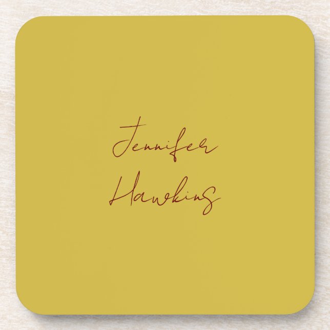 Gold colour professional plain handwriting coaster (Front)
