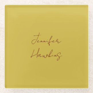 Gold colour professional plain handwriting glass coaster