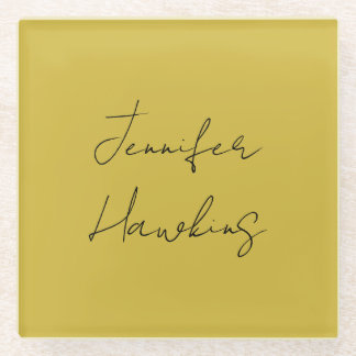 Gold colour professional plain handwriting glass coaster