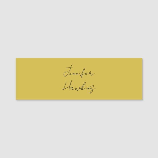 Gold colour professional plain handwriting name tag (Front)