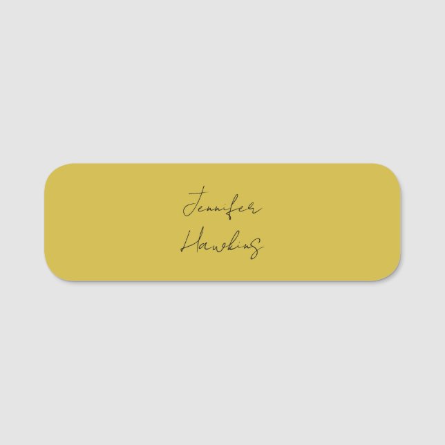 Gold colour professional plain handwriting name tag (Front)