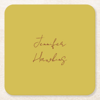 Gold colour professional plain handwriting square paper coaster