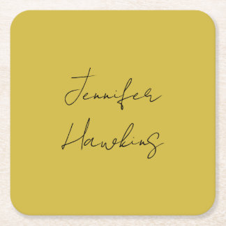 Gold colour professional plain handwriting square paper coaster