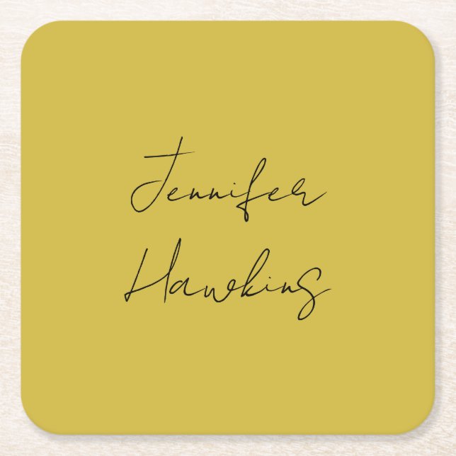 Gold colour professional plain handwriting square paper coaster (Front)