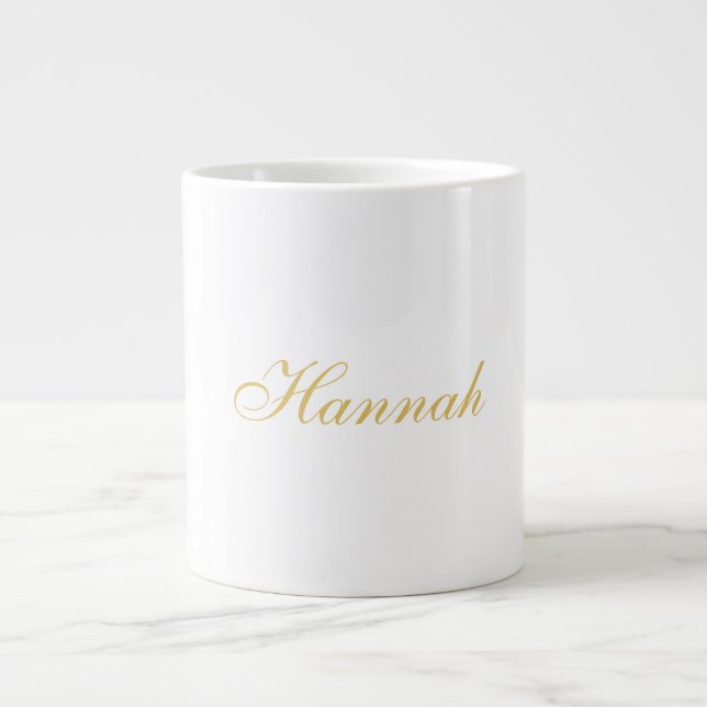 Gold Colour Professional Trendy Minimalist Name Large Coffee Mug (Front)