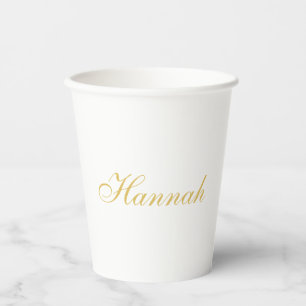 Gold Colour Professional Trendy Minimalist Name Paper Cups