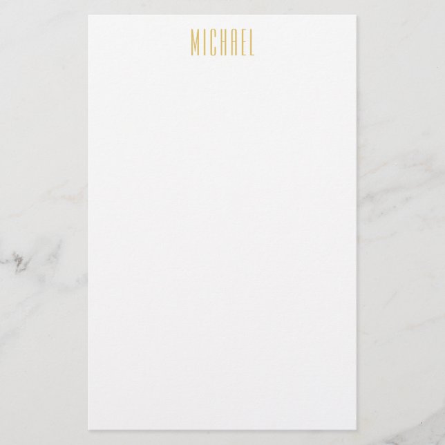 Gold Colour Professional Trendy Minimalist Name Stationery (Front)