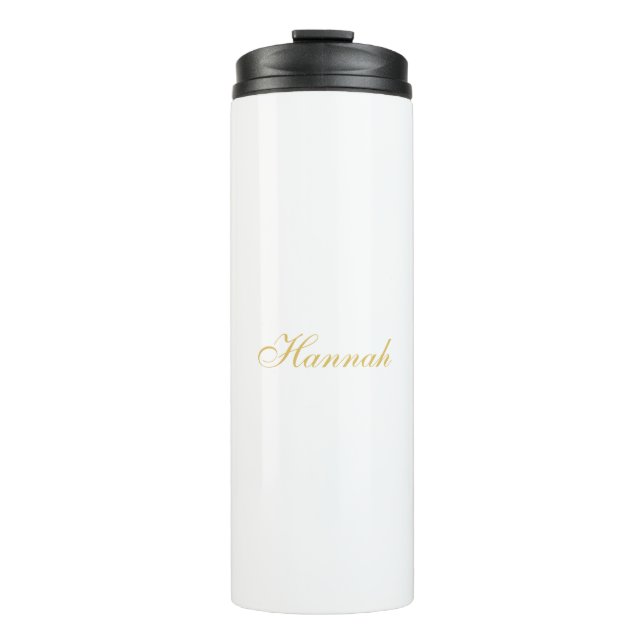 Gold Colour Professional Trendy Minimalist Name Thermal Tumbler (Front)