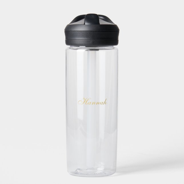 Gold Colour Professional Trendy Minimalist Name Water Bottle (Front)