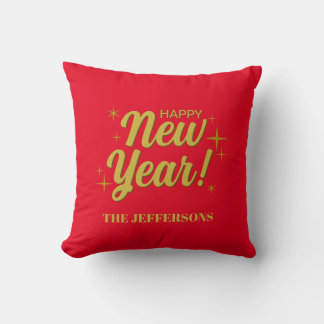 Gold Colour Red Happy New Year Merry Christmas Cushion