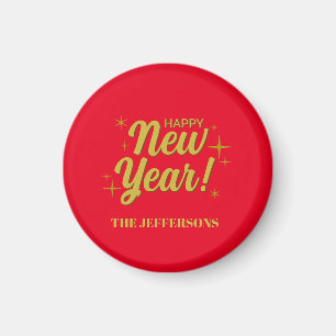 Gold Colour Red Happy New Year Merry Christmas Magnet