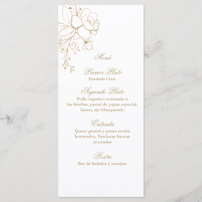 Gold colour rose bouquet menu  (Front)